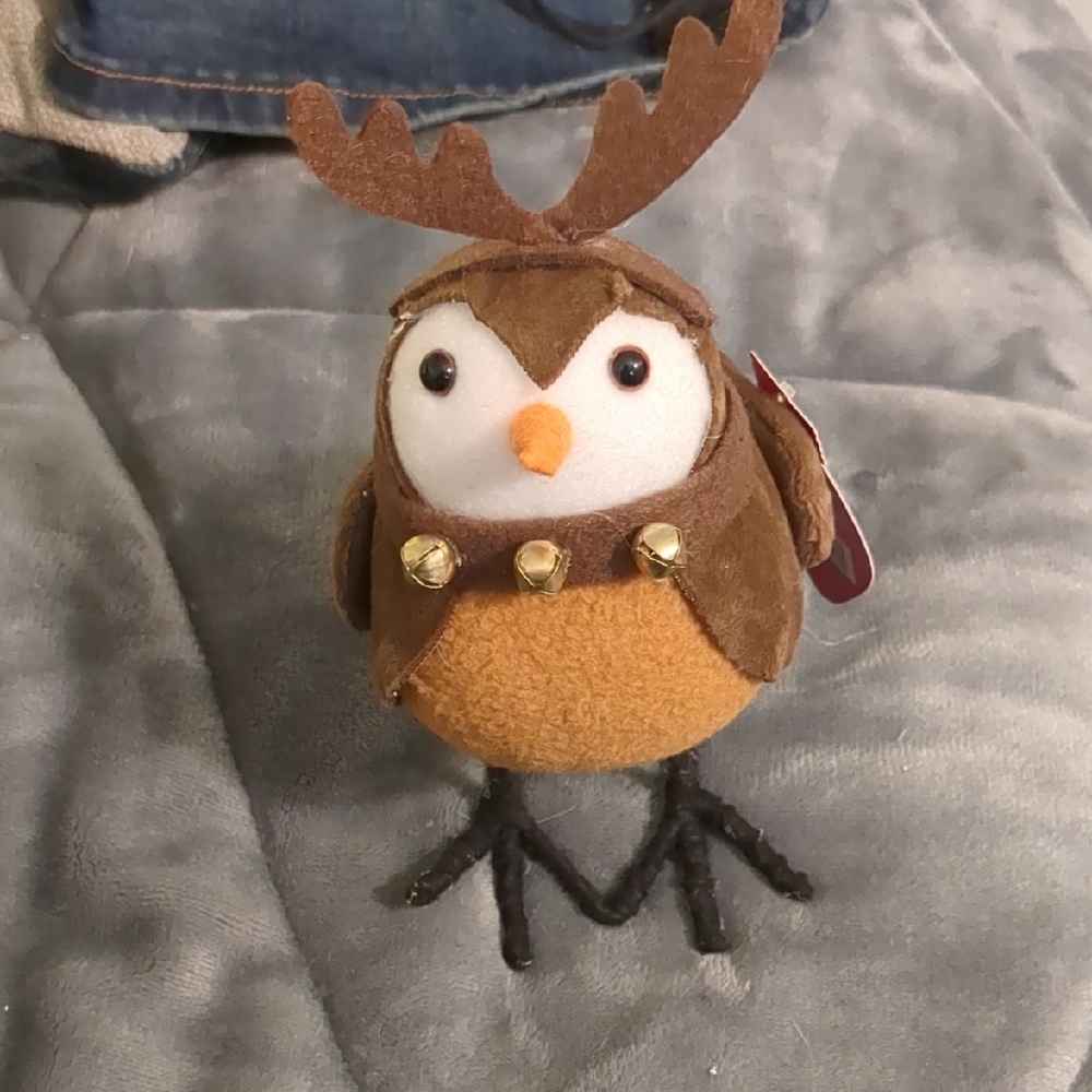 Cute Brown Owl Plush with Antlers